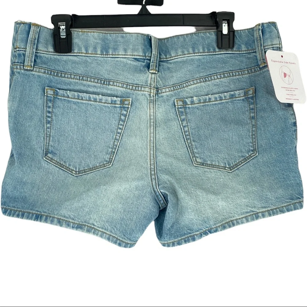 Isabel Maternity Side Panel Midi Maternity Jean Shorts Light Wash Size 4. - Picture 7 of 11